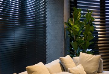 Elegant wooden blinds for windows in Mission Viejo home.