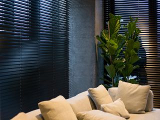 Elegant wooden blinds for windows in Mission Viejo home.